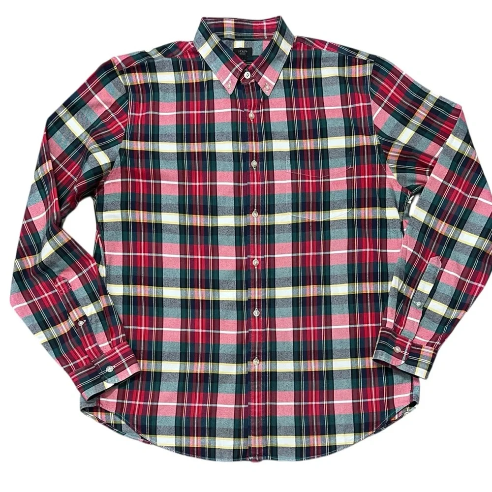 J Crew Oxford Shirt OCBD Tartan Plaid Large Preppy Heritage Classic Americana